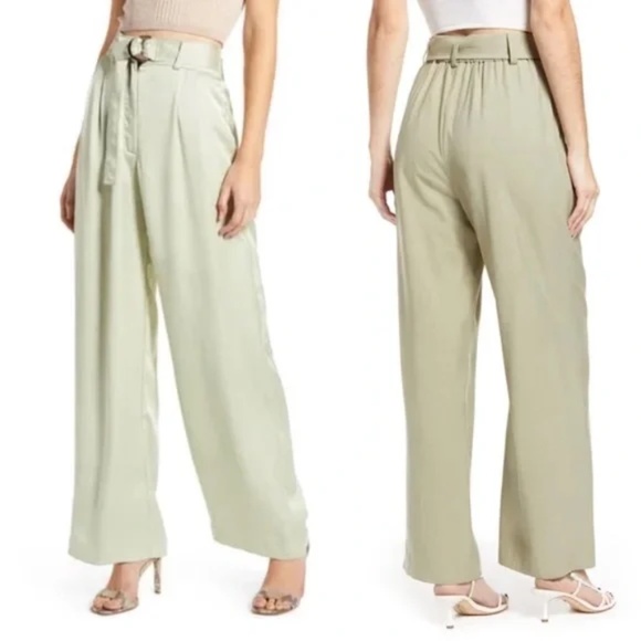 WAYF Ellyn Green High Waisted Trousers - Picture 1 of 4